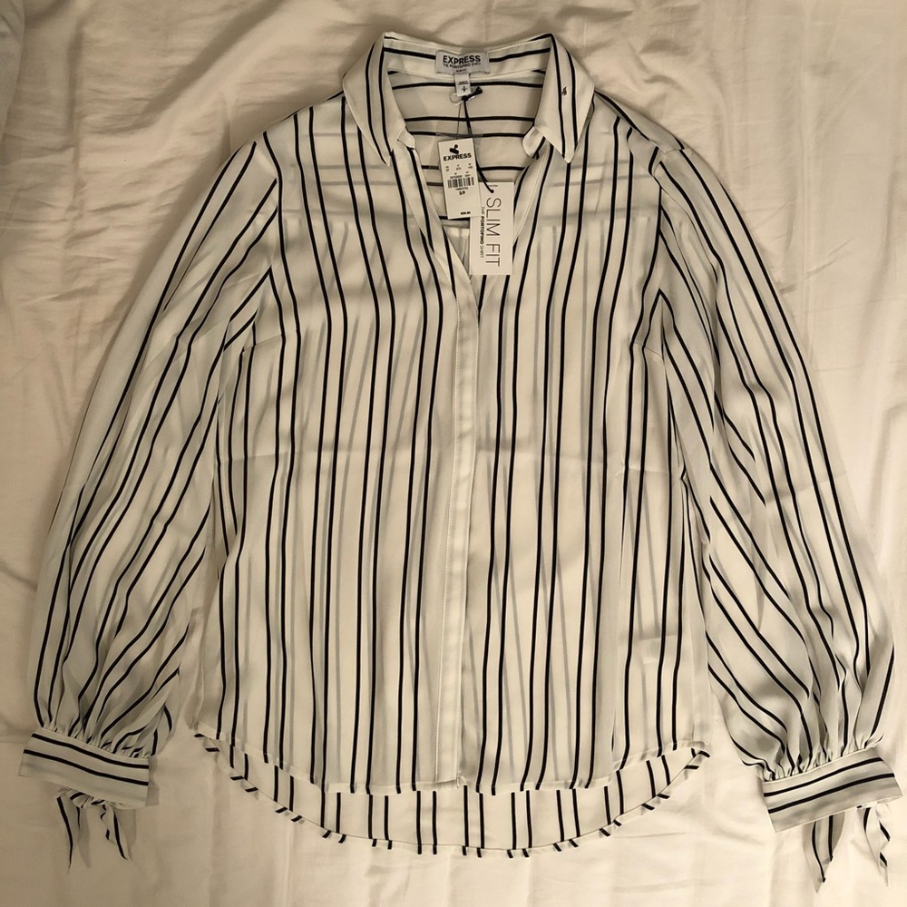 NWT Express Slim Fit Striped Tie Cuff Portofino